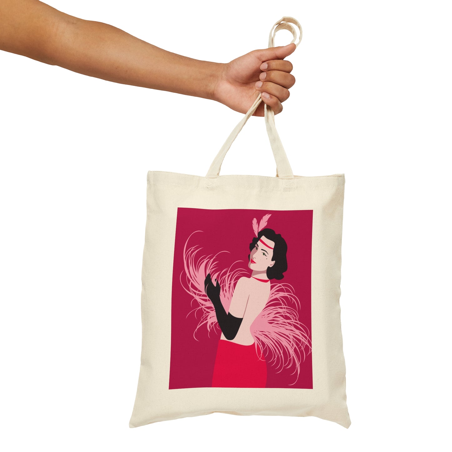 Step Back in Time with Retro Woman 40s Style Canvas Shopping Cotton Tote Bag