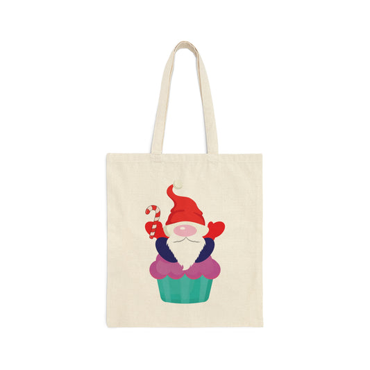 Funny Cartoon Santa Portrait Cake Canvas Shopping Cotton Tote Bag