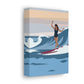 Serenity by the Sea Woman Surfing Art Canvas Aesthetic Canvas Gallery Wraps