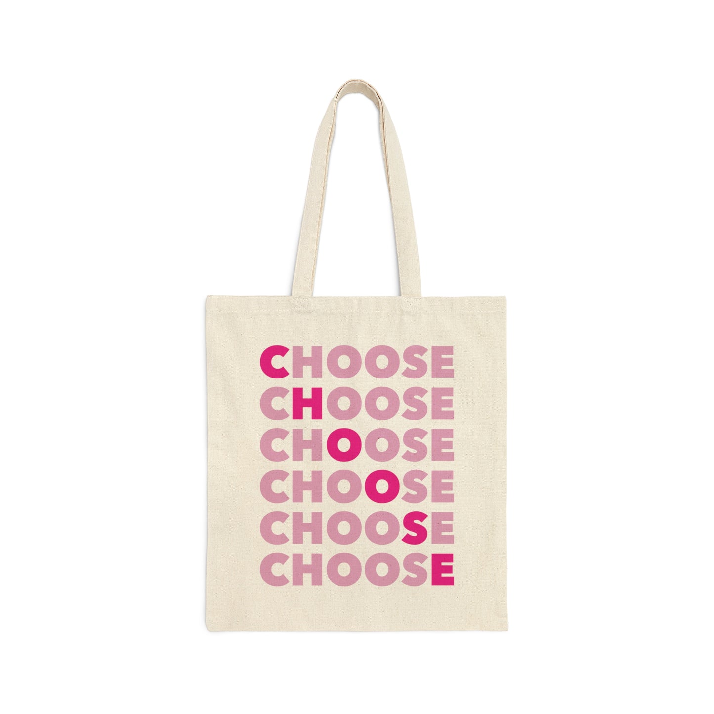 Choose Typography Pink Retro 80s 90s Vintage Success Quotes Canvas Shopping Cotton Tote Bag