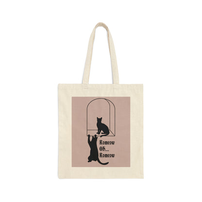 Romeow ang Mewliet Lovestory Valentine`s day Canvas Shopping Cotton Tote Bag