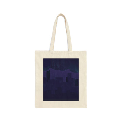 Midnight Rain In The City Thunderstorm City Silhouette View Art Canvas Shopping Cotton Tote Bag