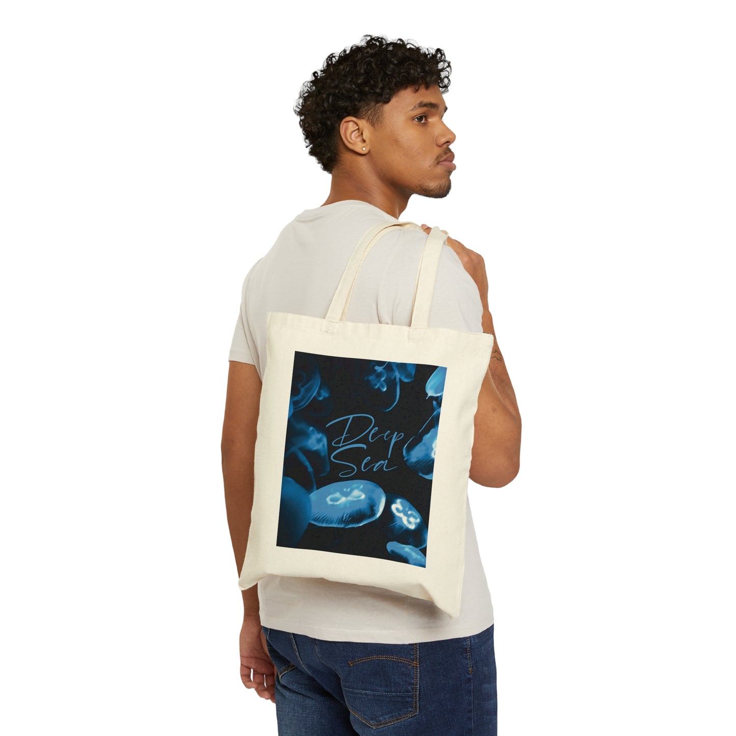 Deep Sea Jellyfish Silhouette Eco Friendly Life Canvas Shopping Cotton Tote Bag