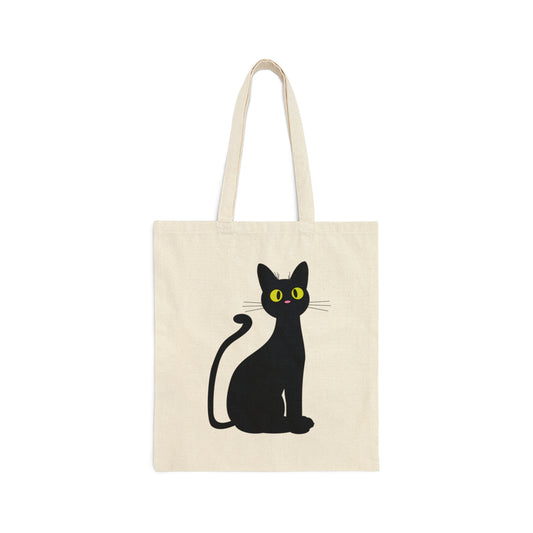 Funny Anime Black Cat Canvas Shopping Cotton Tote Bag