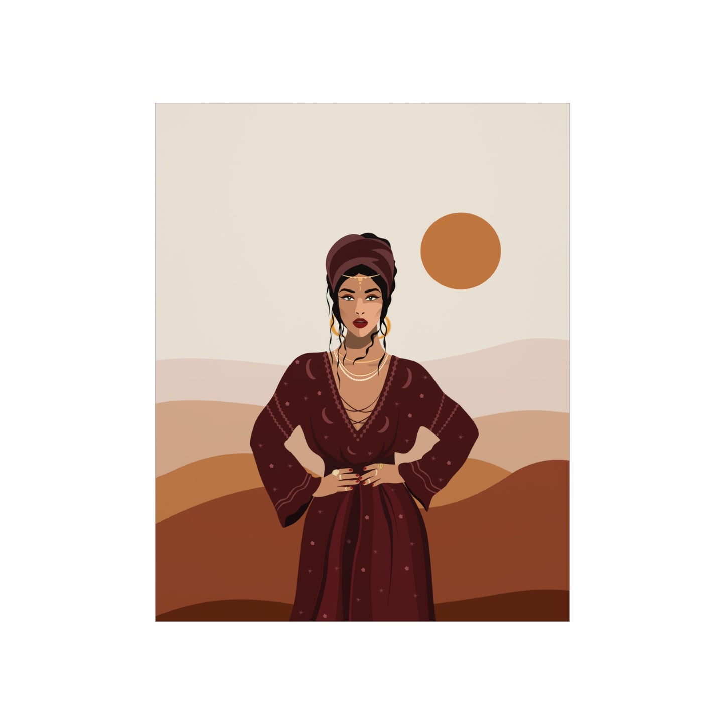 Sand Woman Desert Boho Style Art Classic Premium Matte Vertical Posters