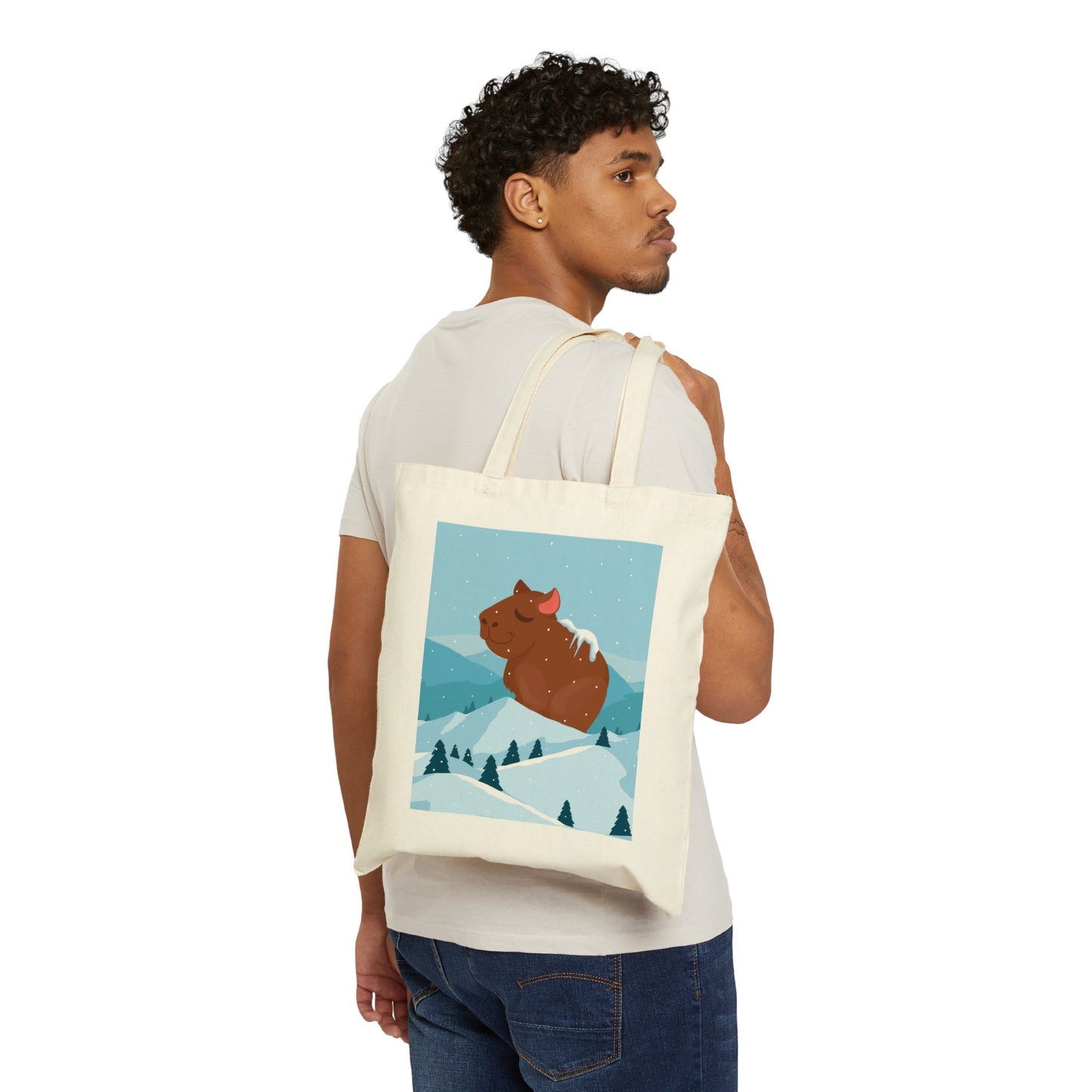 Mountain Wild Capybara Cute Funny Anime Art Cartoon Art Canvas Shopping Cotton Tote Bag