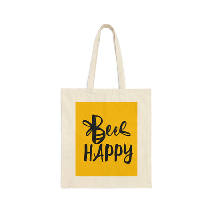 Bee Happy Positive Motivational Slogans Canvas Shopping Cotton Tote Bag