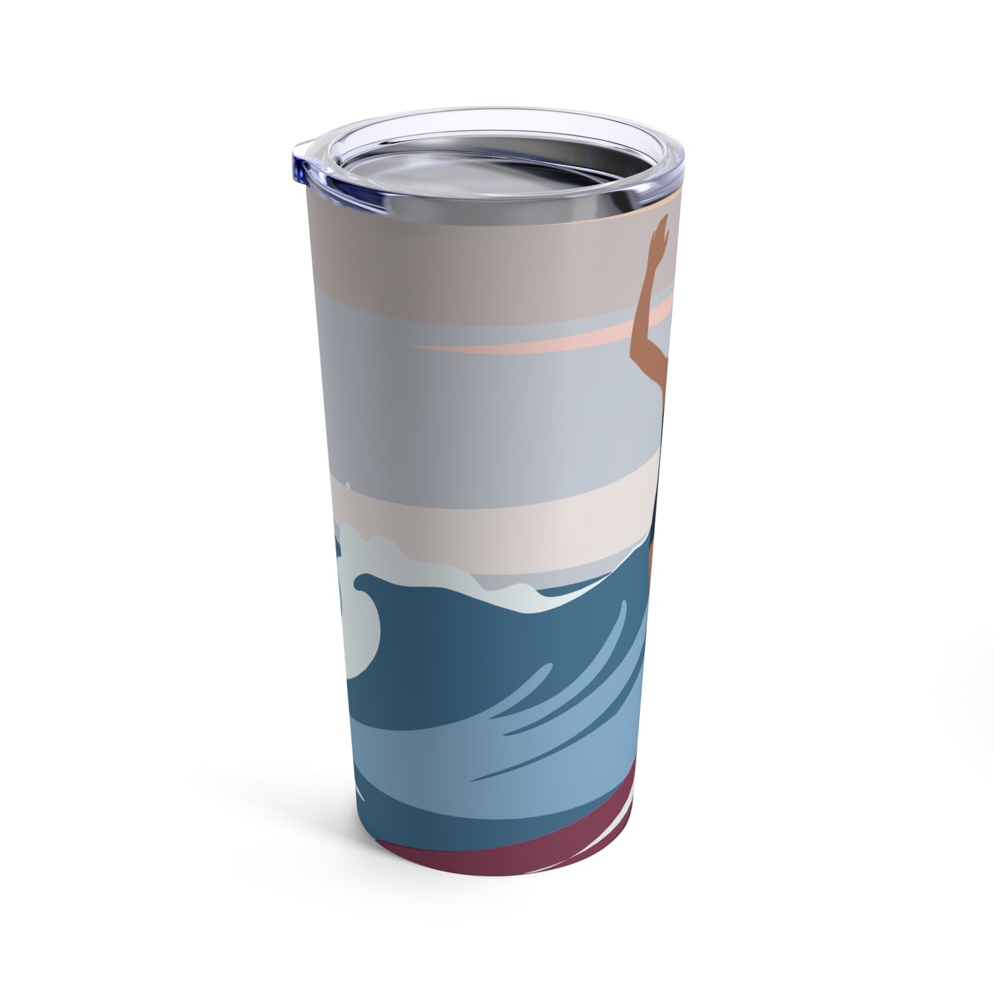 Serenity by the Sea Woman Surfing Art Stainless Steel Hot or Cold Vacuum Tumbler 20oz