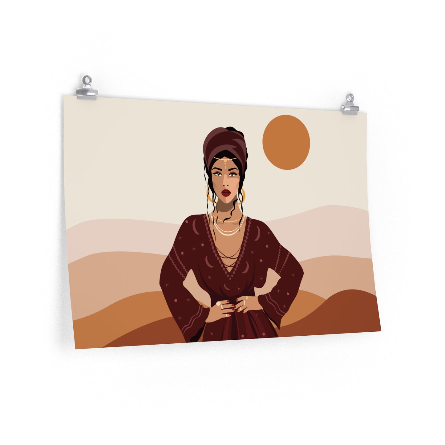 Sand Woman Desert Boho Style Art Classic Premium Matte Horizontal Posters
