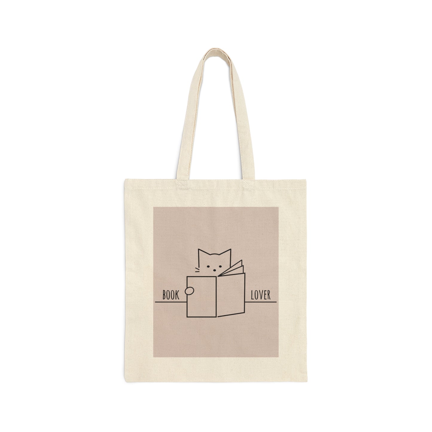 Book Lover Cute Cat Reading Club Beige Canvas Shopping Cotton Tote Bag