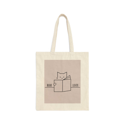 Book Lover Cute Cat Reading Club Beige Canvas Shopping Cotton Tote Bag