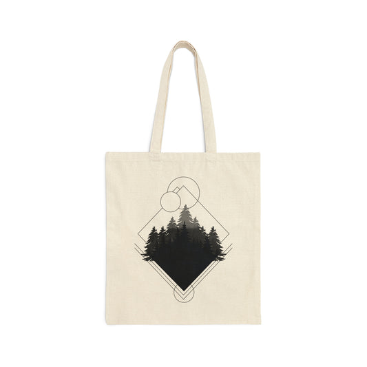 Forest Landscape Explore Monochrome Adventure Black Text Canvas Shopping Cotton Tote Bag