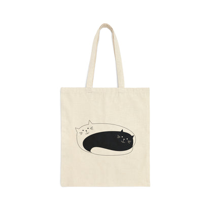 Zen Cat Lovers Asian Style Cats Monochrome Canvas Shopping Cotton Tote Bag