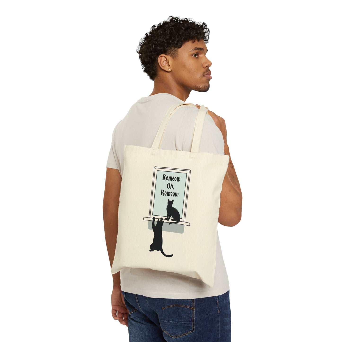 Romeow and Mewliet. William Shakespeare Romeo And Juliet Black Cat Lovers Canvas Shopping Cotton Tote Bag