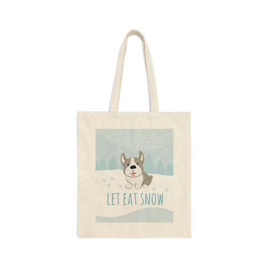 Let Eat Snow Cute Dog Anime Snow Canvas Shopping Cotton Tote Bag