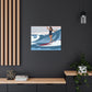 Serenity by the Sea Woman Surfing Art Canvas Aesthetic Canvas Gallery Wraps