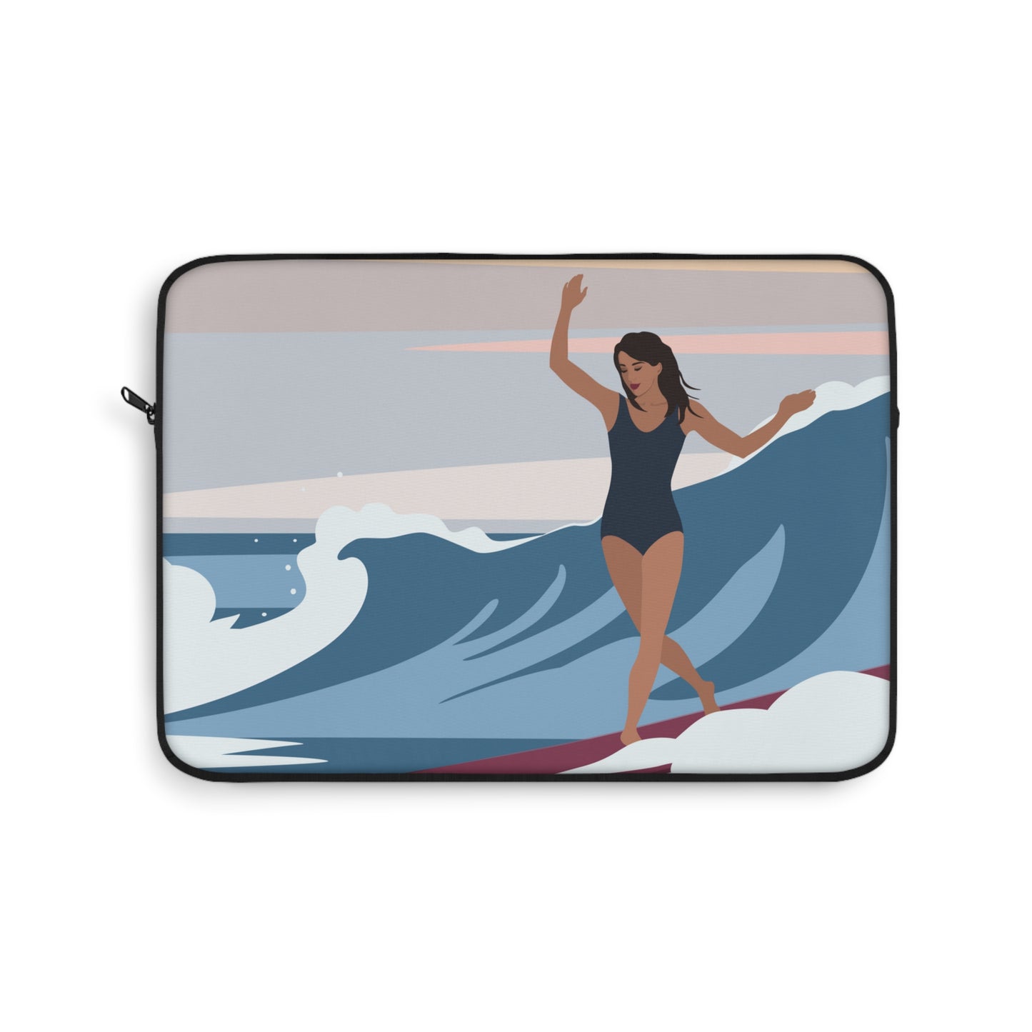 Serenity by the Sea Woman Surfing Art Laptop Sleeve