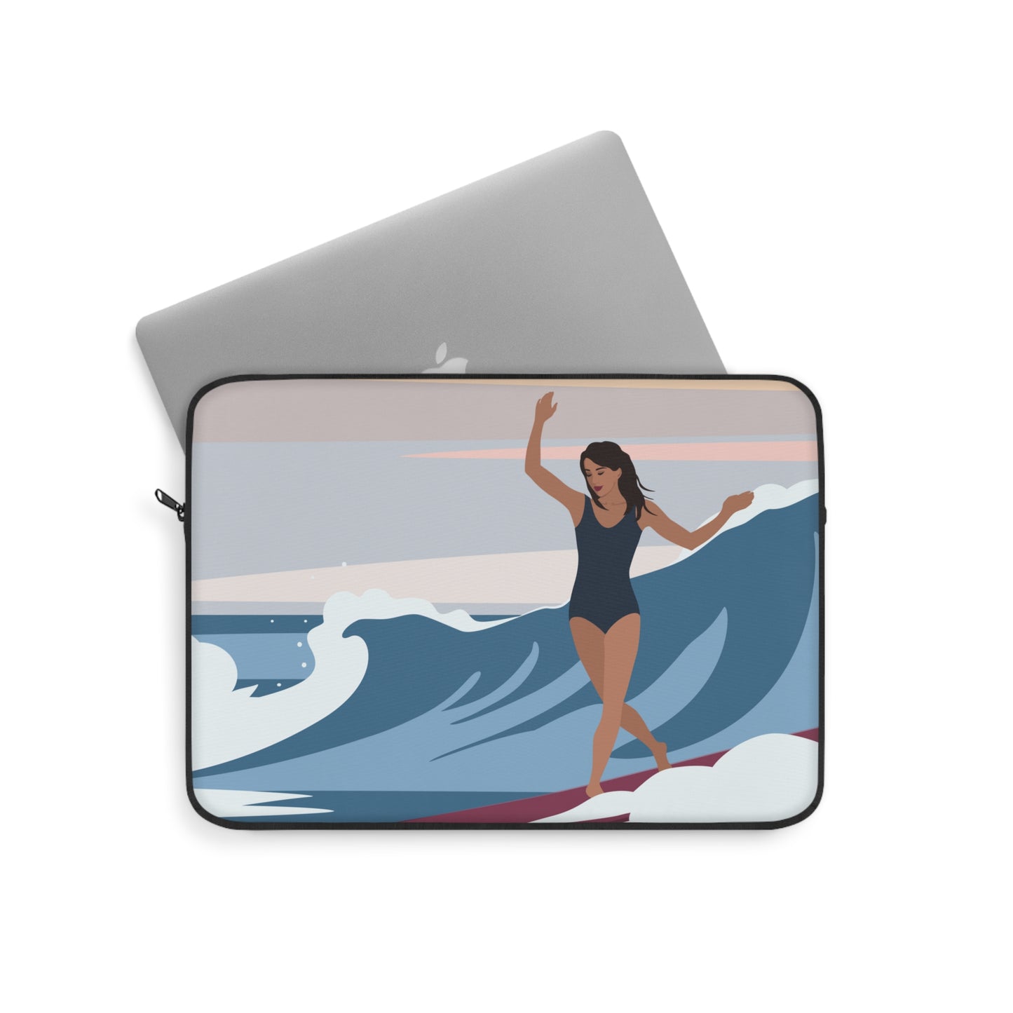 Serenity by the Sea Woman Surfing Art Laptop Sleeve