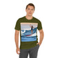 Serenity by the Sea Woman Surfing Art Unisex Jersey Short Sleeve T-Shirt