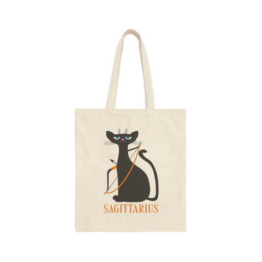 Sagittarius Cat Zodiac Sign Cute Funny  Canvas Shopping Cotton Tote Bag