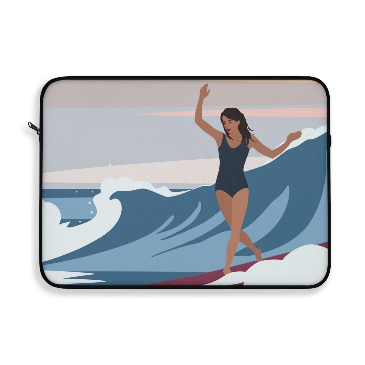 Serenity by the Sea Woman Surfing Art Laptop Sleeve