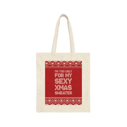 Ugly Christmas Sweater Xmas Slogans Canvas Shopping Cotton Tote Bag