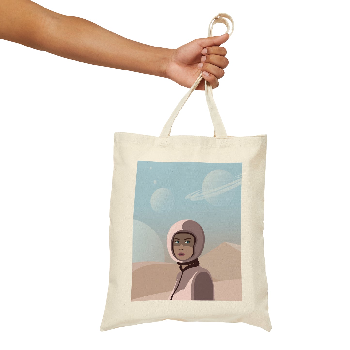 Astronaut Woman Aliens Minimal Art Aesthetic Canvas Shopping Cotton Tote Bag