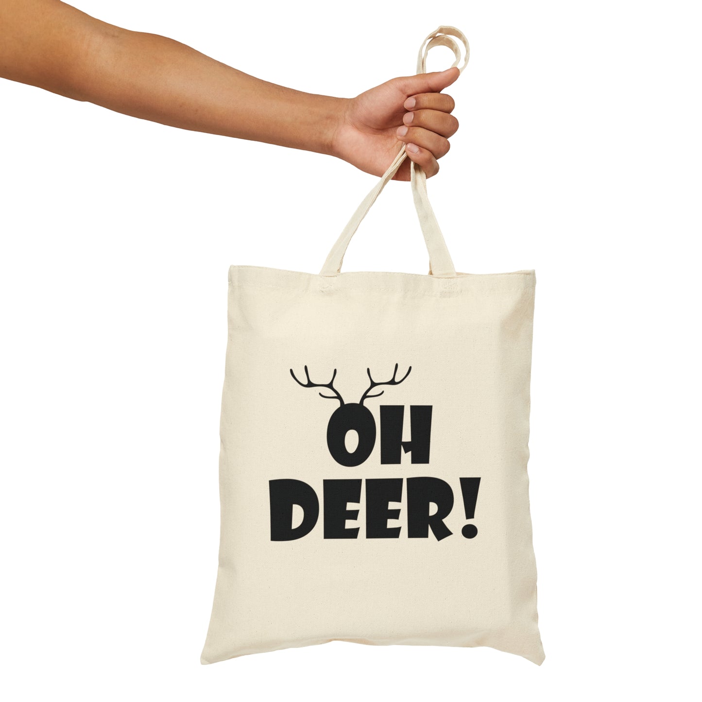 Oh Deer It's Christmas Time Funny Reindeer Canvas Shopping Cotton Tote Bag