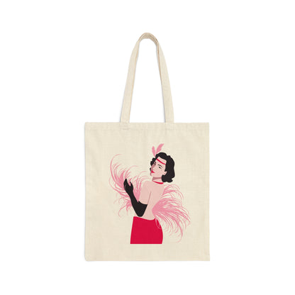 Step Back in Time with Retro Woman 40s Style Canvas Shopping Cotton Tote Bag