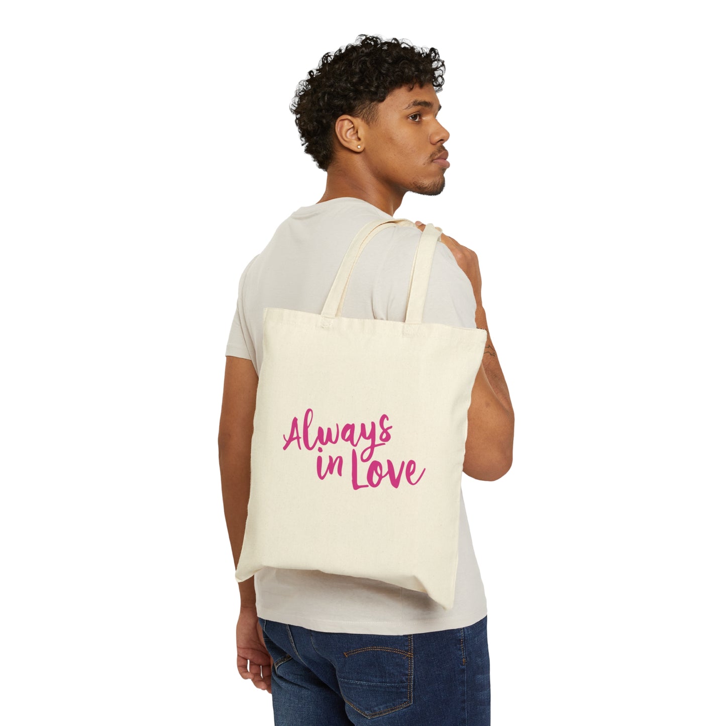 Always in Love Typography Valentines Idea Canvas Shopping Cotton Tote Bag