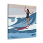 Serenity by the Sea Woman Surfing Art Canvas Aesthetic Canvas Gallery Wraps