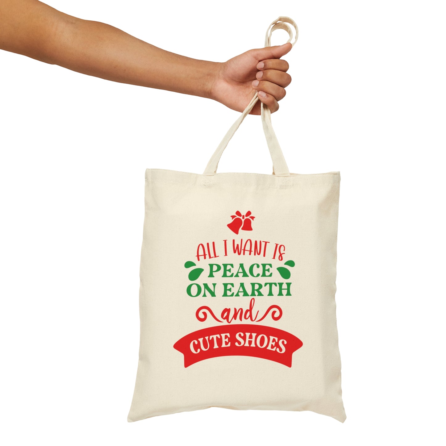 All I Want Is Peace on Earth And Cute Shoes Funny Fashion Jokes Canvas Shopping Cotton Tote Bag