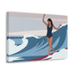 Serenity by the Sea Woman Surfing Art Canvas Aesthetic Canvas Gallery Wraps