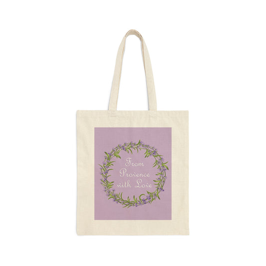 From Provence with love Lavender Frame Minimal Art Canvas Shopping Cotton Tote Bag