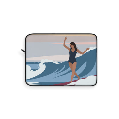 Serenity by the Sea Woman Surfing Art Laptop Sleeve