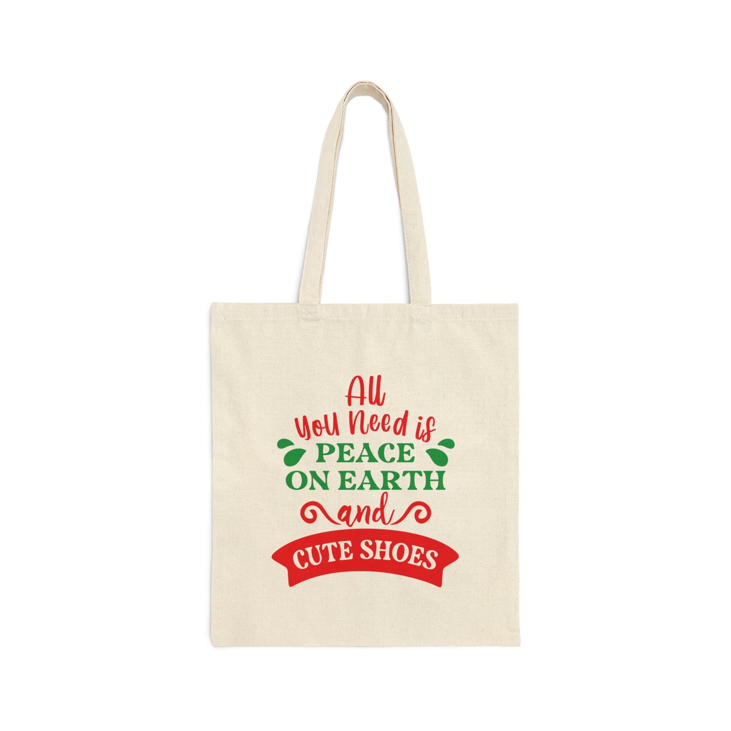 All You Need is Peace on Earth And Cute Shoes Funny Fashion Jokes Canvas Shopping Cotton Tote Bag
