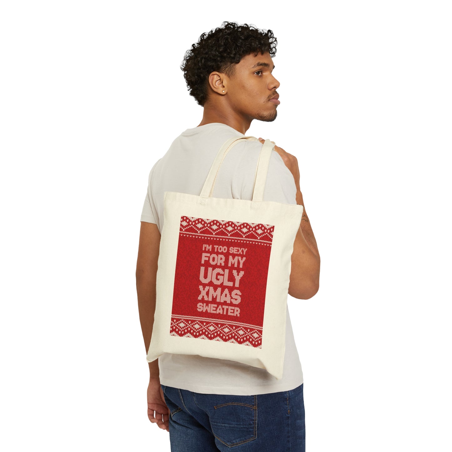 Xmas Ugly Sweater Christmas Slogans Canvas Shopping Cotton Tote Bag