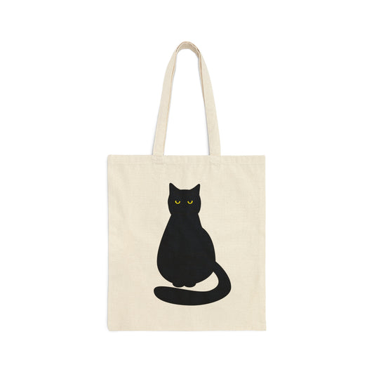 Black Cat with Eyes Animals Kitties Lovers Canvas Shopping Cotton Tote Bag