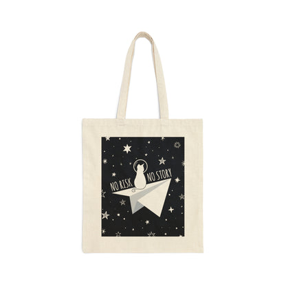 No risk No story Flying Galaxy Space Cat Astronaut Asteroid Art Canvas Shopping Cotton Tote Bag