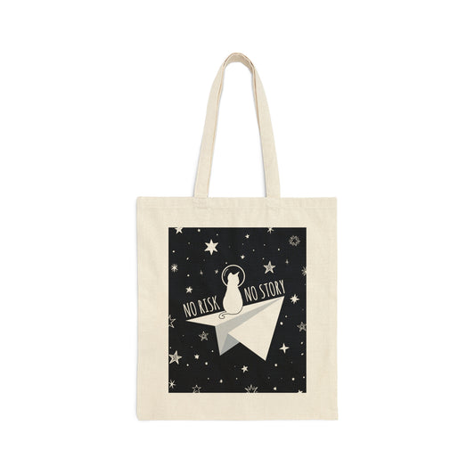 No risk No story Flying Galaxy Space Cat Astronaut Asteroid Art Canvas Shopping Cotton Tote Bag