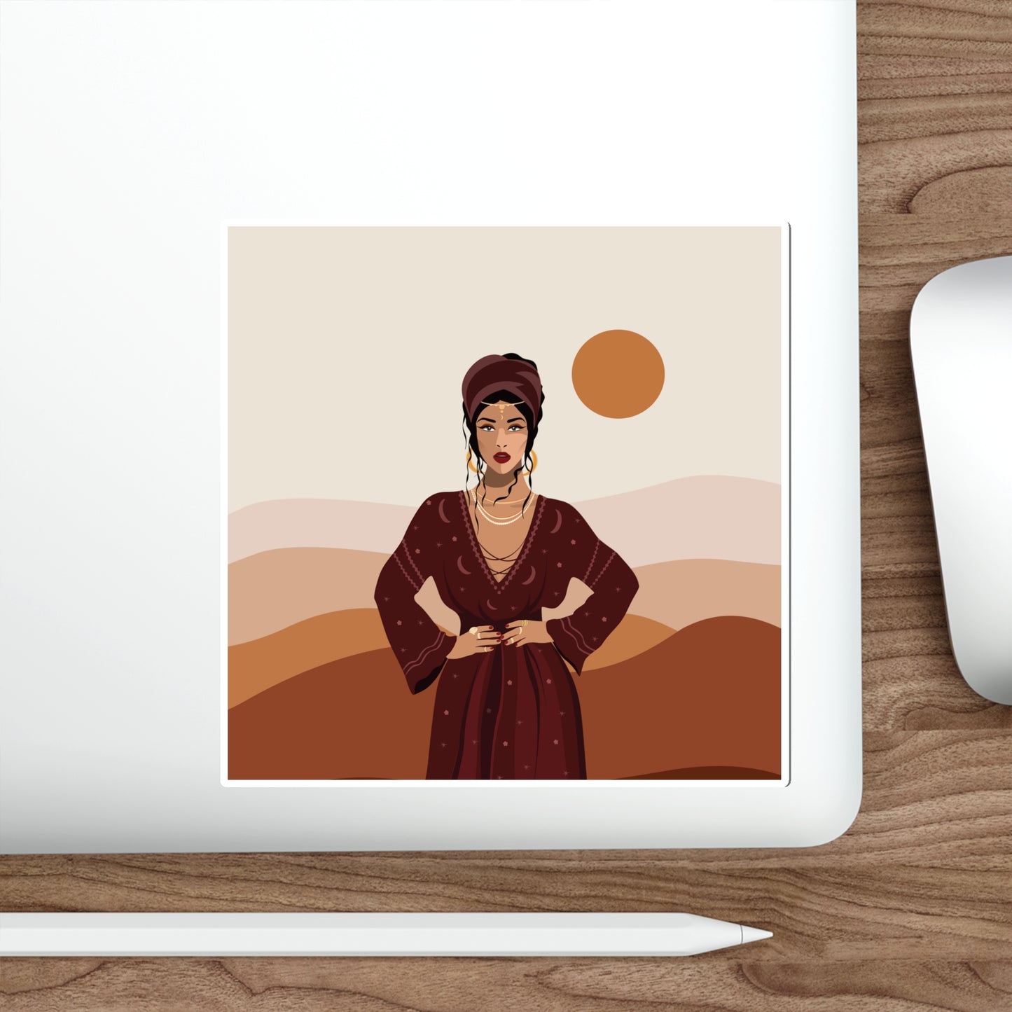 Sand Woman Desert Boho Style Art Die-Cut Sticker