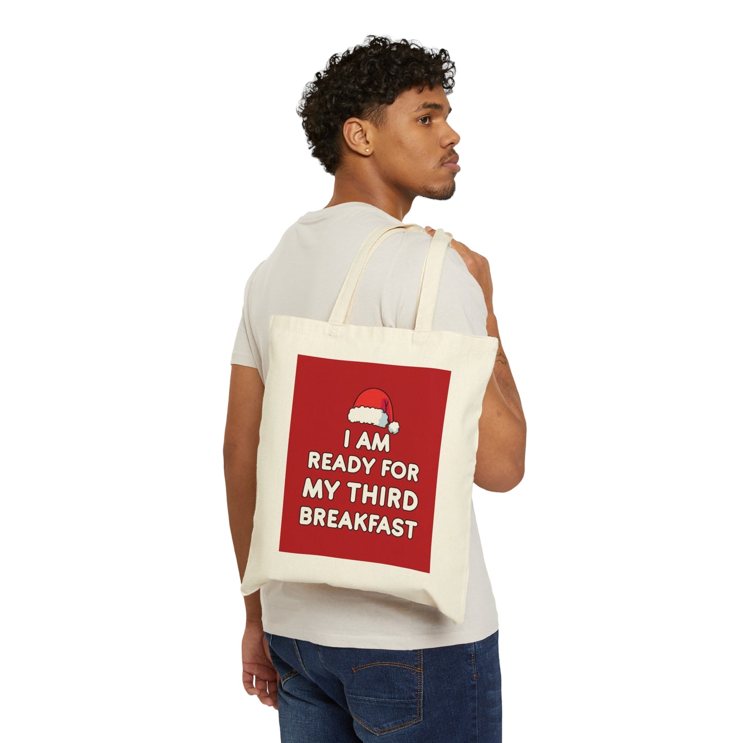 I am Ready for my Third Breakfast Christmas Holidays Canvas Shopping Cotton Tote Bag