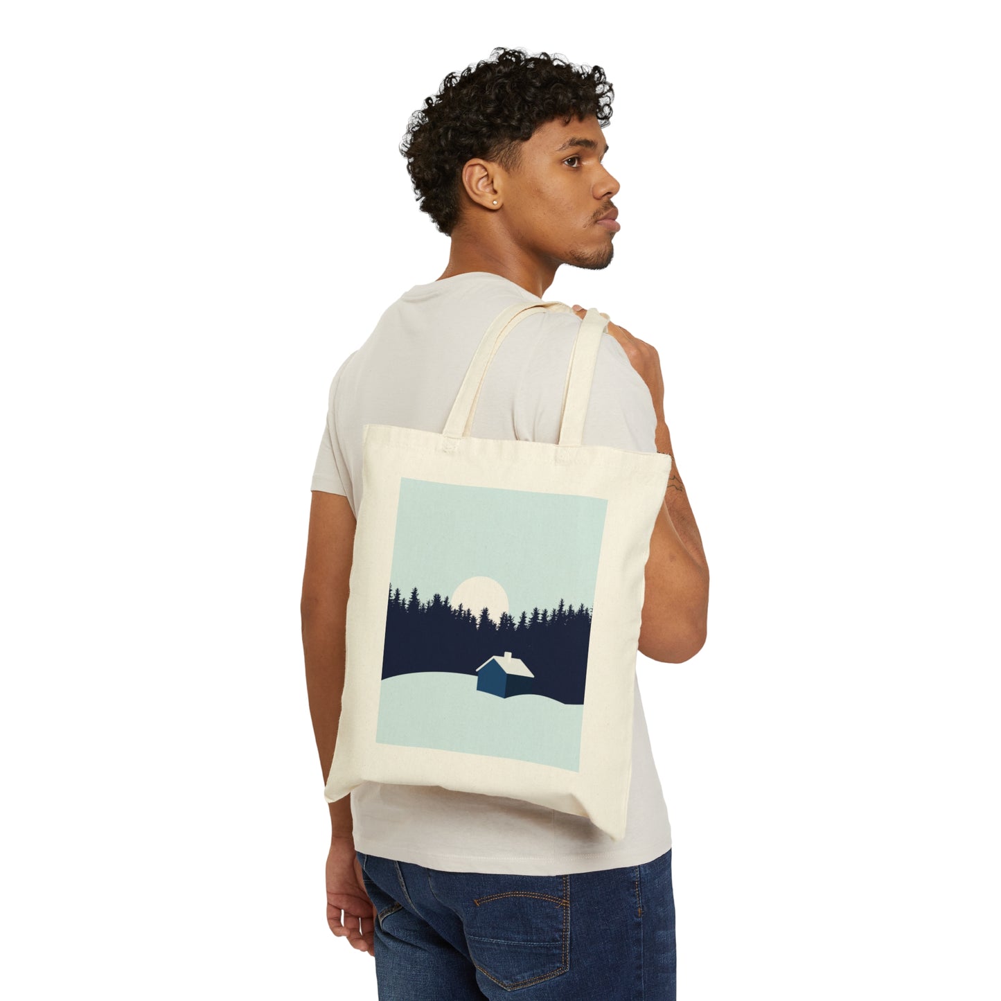 Frosty Morning Forest Minimal Art Canvas Shopping Cotton Tote Bag