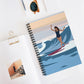 Serenity by the Sea Woman Surfing Art Spiral Notebook Ruled Line