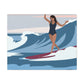 Serenity by the Sea Woman Surfing Art Canvas Aesthetic Canvas Gallery Wraps