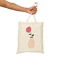 Pink Peony Minimal Art Retro Plant In The Vase Canvas Shopping Cotton Tote Bag