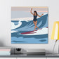 Serenity by the Sea Woman Surfing Art Canvas Aesthetic Canvas Gallery Wraps