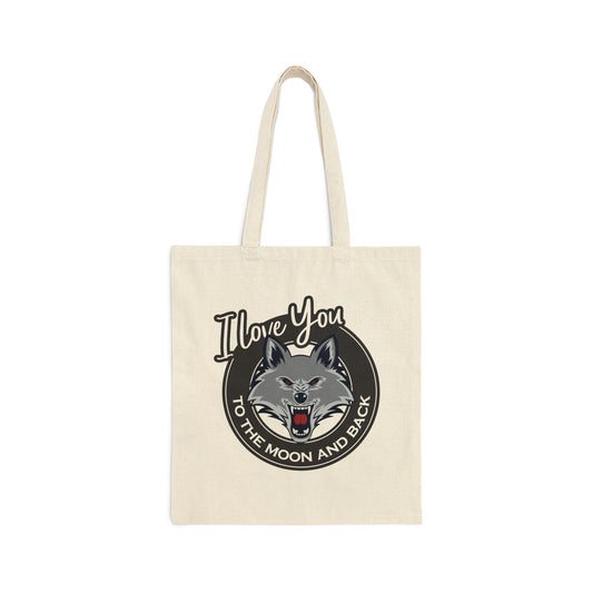 Love You To The Moon And Back Classic Wolf Stars Canvas Shopping Cotton Tote Bag