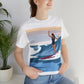 Serenity by the Sea Woman Surfing Art Unisex Jersey Short Sleeve T-Shirt