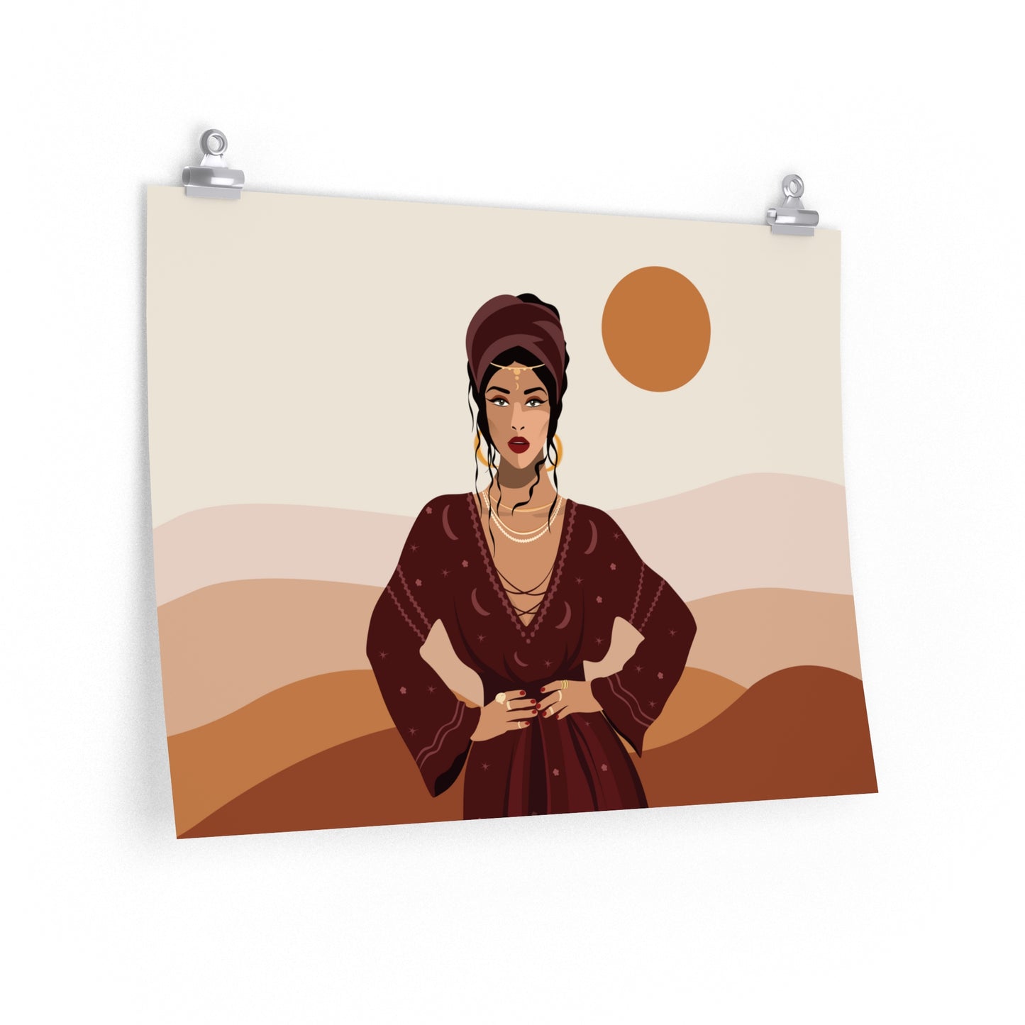 Sand Woman Desert Boho Style Art Classic Premium Matte Horizontal Posters